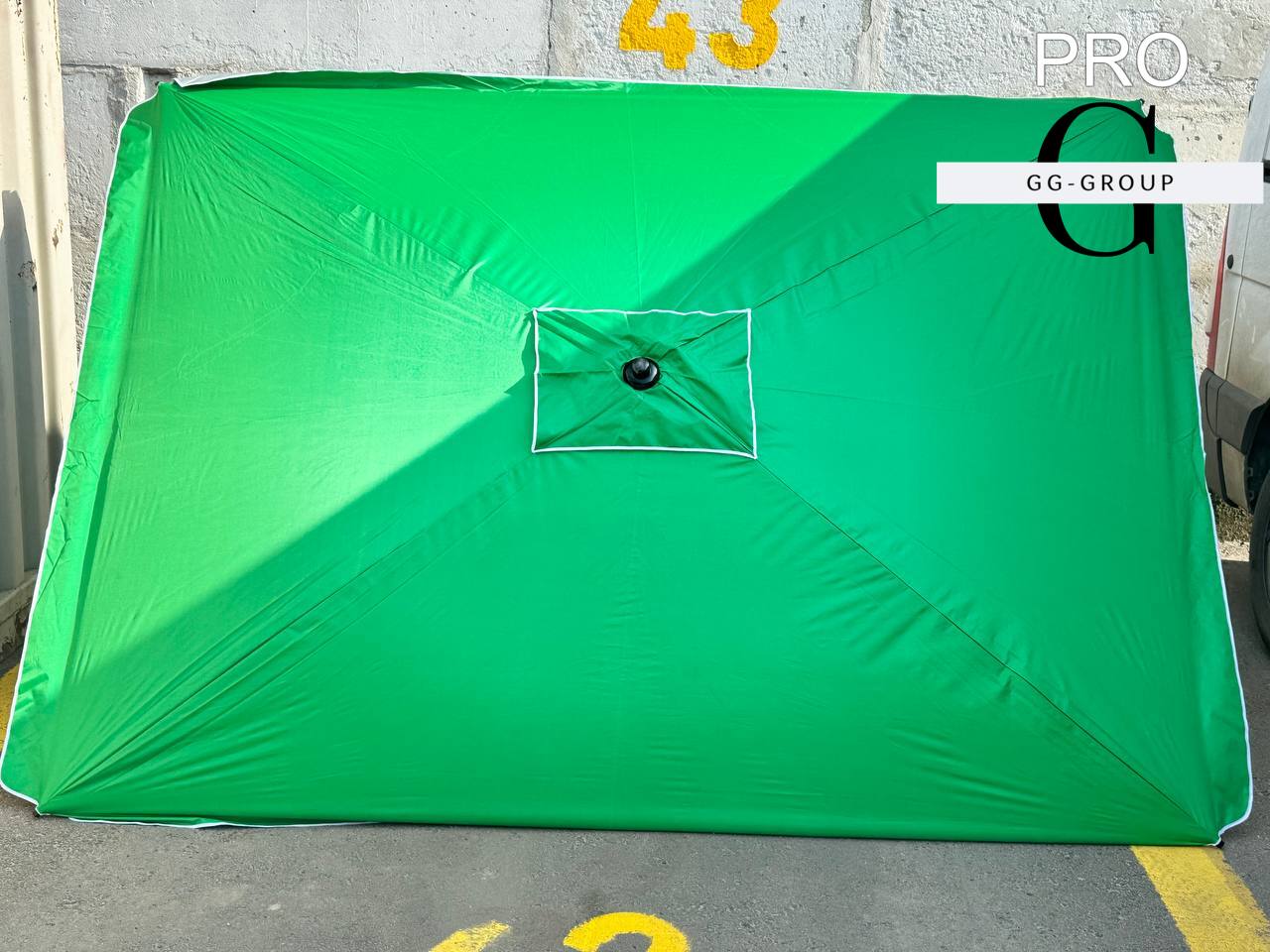 Прямоугольный торговый зонтик Monsen PRO 2×3 м с УФ-защитой и чехлом, серебряное напыление, металлический